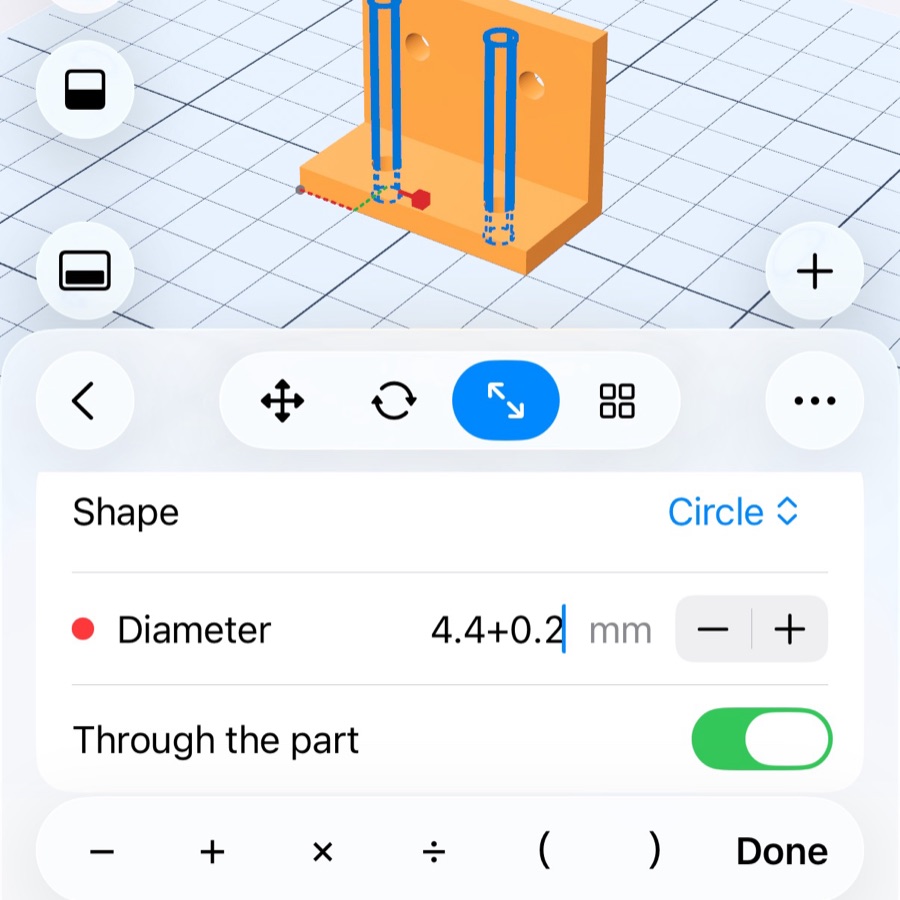 The same field with 4.4+0.2 typed in